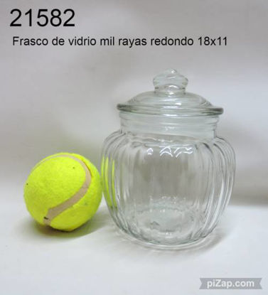 Imagen de FRASCO DE VIDRIO MIL RAYAS REDONDO 18X11 3.24